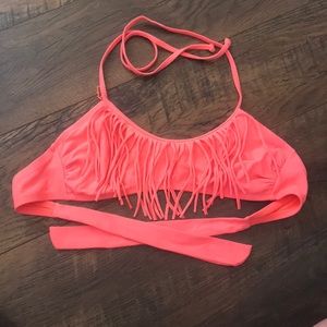 Coral Fringe Bikini Top